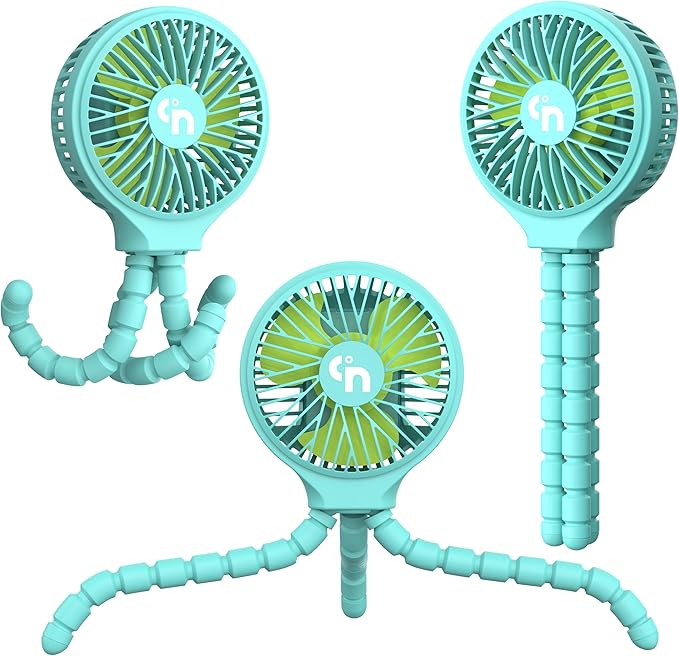HomeLifairy Portable Stroller Fan, USB or Rechargeable Battery Operated with 3 Speeds and 360°Rotate, Cooling Clip On for Baby Crib Travel Car Seat Blue