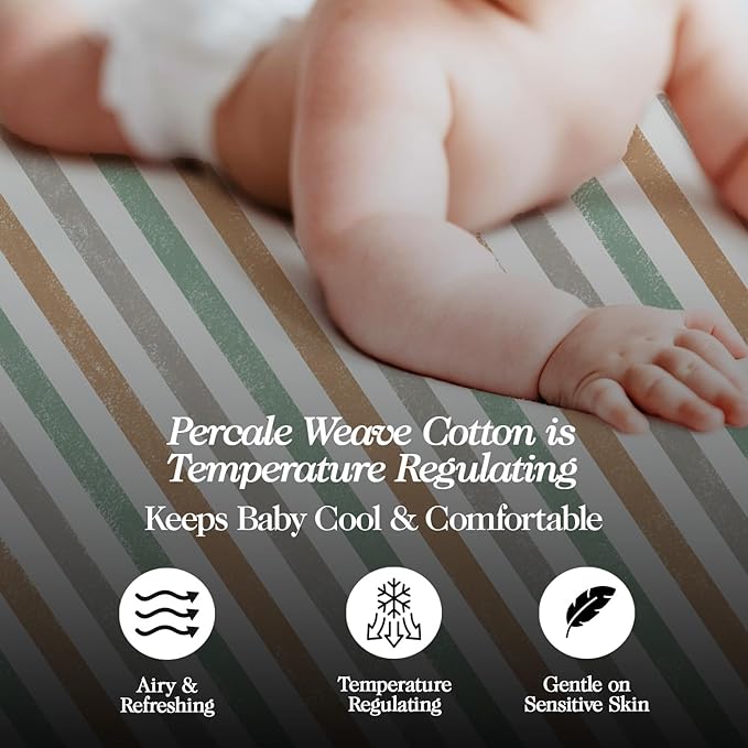 100% Organic Cotton Crib Sheets (3-Pack) - GOTS Certified - Breathable Organic Crib Sheets - Double-Elastic for Secure Fit, Extra Protection for Your Baby - Gender-Neutral Sheet (28"x55")/ 140 x 70cm