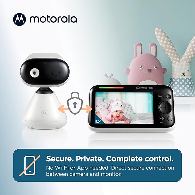 Motorola Nursery Video Baby Monitor with Camera and Audio, Wall or Table Mount, 1000ft Range, 2-Way Audio, Temperature Sensor, Lullabies, White Noise, No WiFi, PIP1500