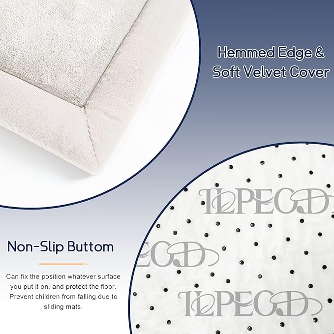 ILPEOD Baby Play Mat for Floor Tummy Time Mat Nursery Rug Muscle Mat Area Playroom Rug Tatami 4'11x3'28" Memory Foam 1.3" Thick Crawling Mat for Babies,Toddlers, Infants, (Cream)