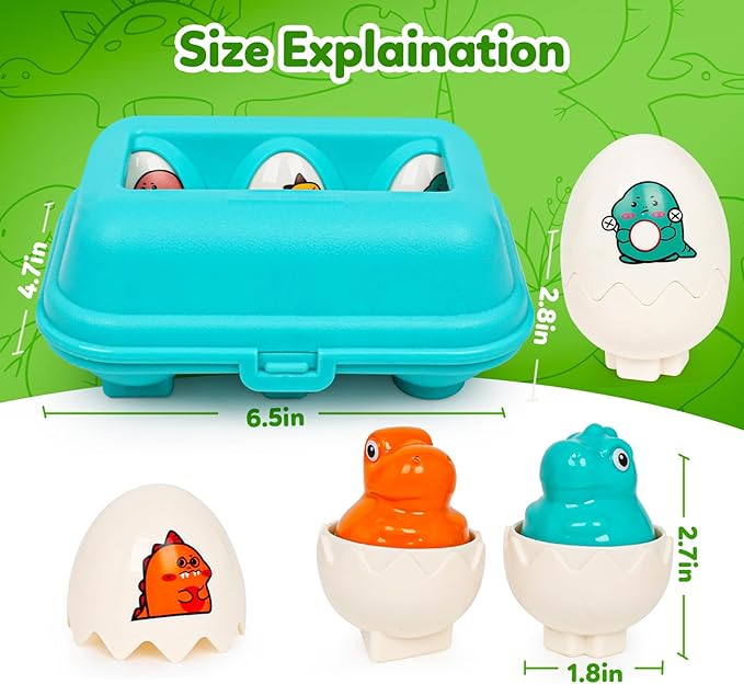 Dinosaur Toys,Egg Toy for Toddlers 1-3,Montessori Sensory Early Educational Learning Shape Matching & Sorting Games Fine Motor Toys Christmas Stocking Stuffers Gifts for Boys Girls