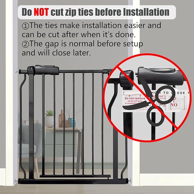 Heavy Duty Baby & Dog Safety Gate, Extra Wide 85.8-90.5 Inch,Black Metal, Pressure Mounted No Drilling Pet Gate for Large Openings