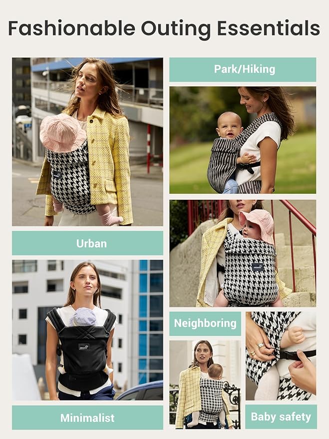 GROWNSY Baby Carrier Newborn to Toddler, Lightweight Ergonomic 7-44 lbs Newborn Carrier with Head Support, Easy to Wear Hands Free Infant Carrier for 0-36 Months, Gray Spots Leopard