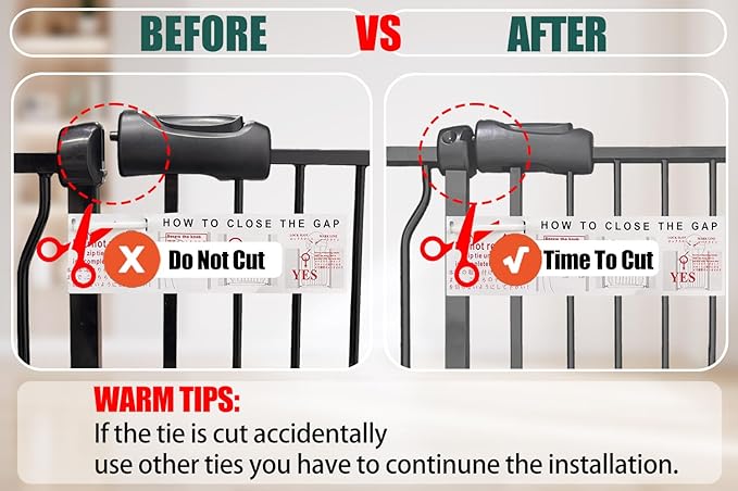 34-38.5 Inch Walk Through Baby & Dog Gate, No Drill Pressure Mounted, Expandable Safety Gate for Kitchen & Living Room, Black Metal with Extension Kit