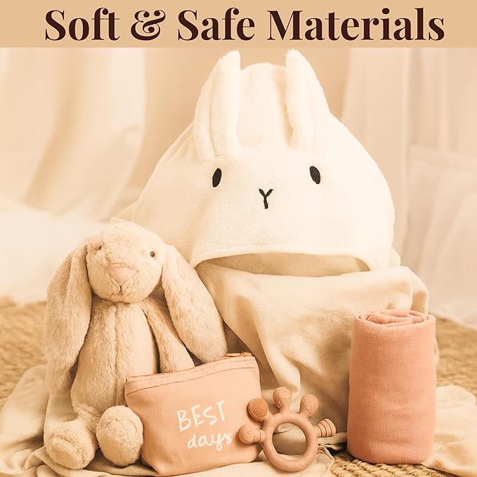 New Baby Gift Basket Set with Adorable Newborn Essentials for Baby Girl and Boy | Quality Baby Shower Gift Baskets with Soft Swaddle Blanket | Cutest Newborn Gift Set, Gift-Ready Packaging (Pink)