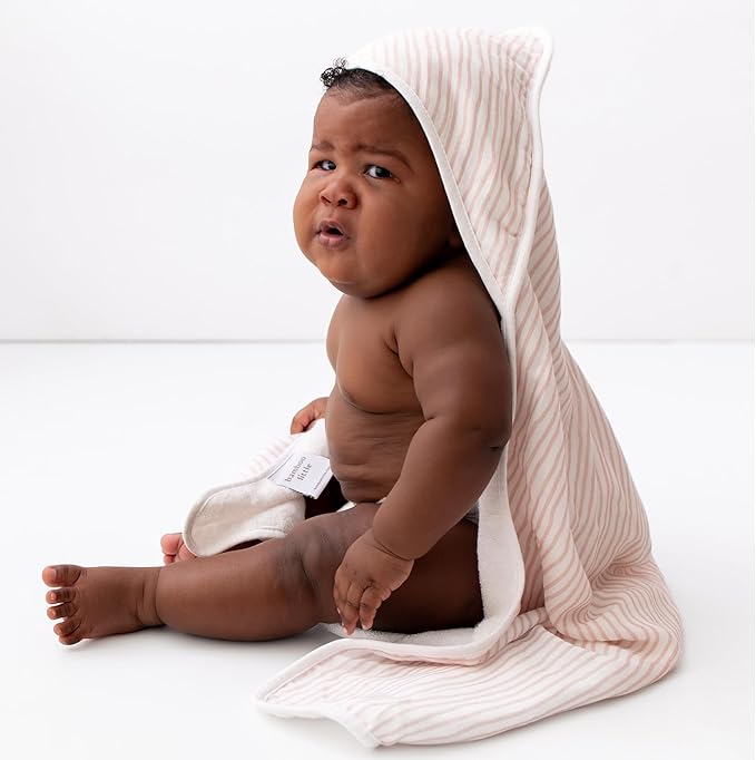 Bamboo Viscose Baby Hooded Towel & Washcloth Set for Babies and Toddlers, Soft & Absorbent, 70% Viscose from Bamboo, 30% Cotton Muslin - Imported (Pink)