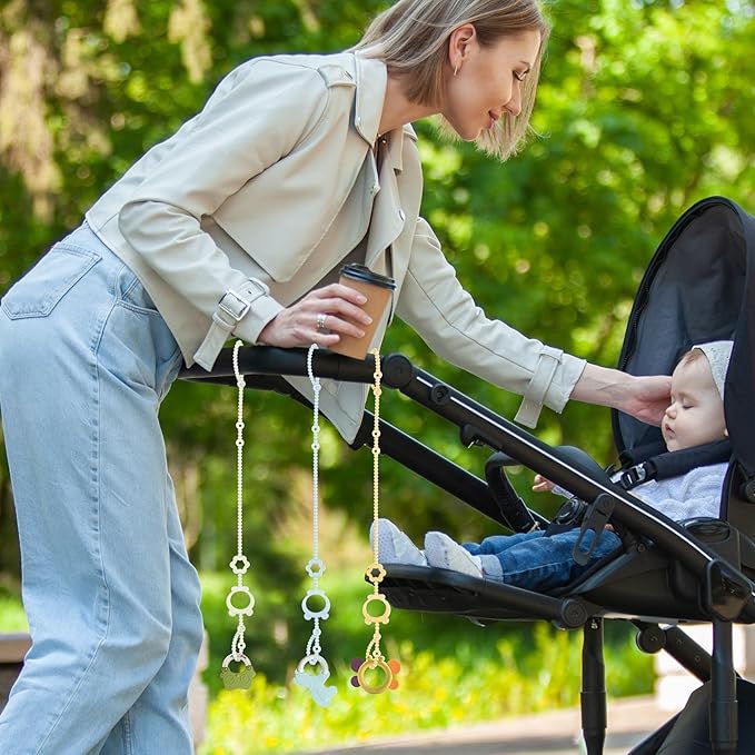 Toy Straps for Baby, 6pcs Adjustable Toy Holder for Stroller Accessories, Silicone Baby Tether Pacifier Clip, No Throw Baby Travel Essential Leash for High Chair, Car Seat, Baby Toy Clips