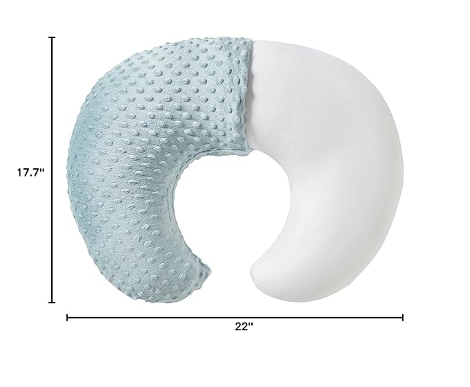QUENESS Nursing Pillow and Positioner, Breastfeeding, Bottle Feeding, Baby Sitting Support with Removable Ultra Soft Cover, Tummy Time Support for Baby Boys and Girls (Cloud Blue)