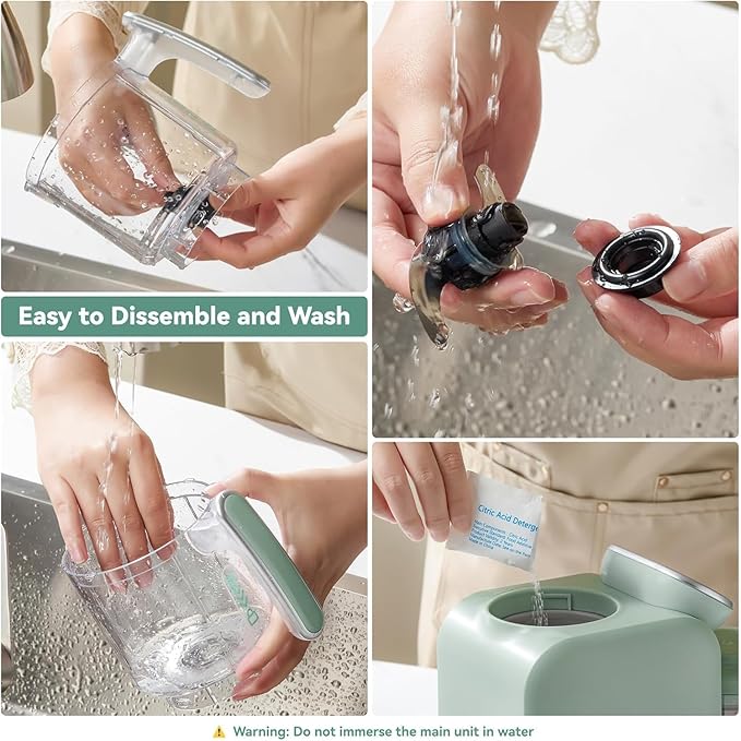 Chefhandy Baby Food Maker with Stainless Steel Steam Basket, One Step 5-in-1 Baby Food Processor Steamer Blender & Steam Cleaning, Auto Cooking, Puree & Baby Warmer with 6 Food Pouches, BPA-Free,Green