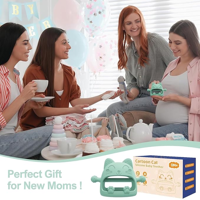 Baby Teething Toys for Babies 0-6 Months,Baby Teether Chew Toys for Teething Relief,Silicone Teething Mitt,Baby Toys 6 to 12 Months,Ideal Baby Shower Gifts for New Moms & Newborn(Cartoon Cat)