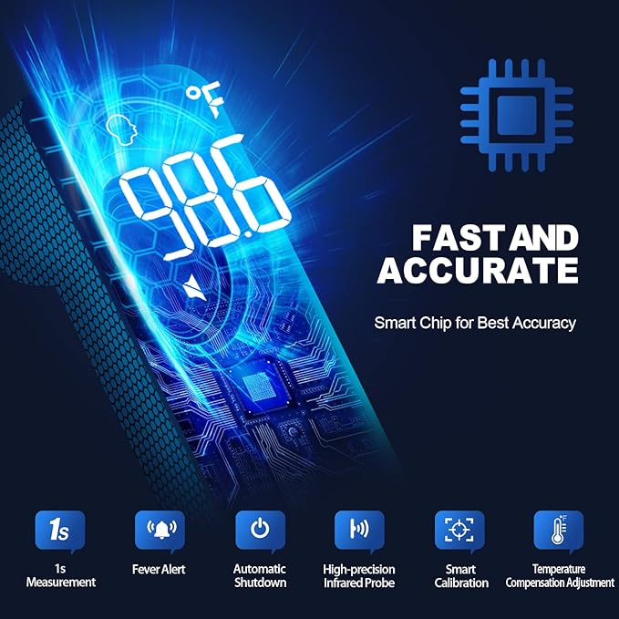 No-Touch Thermometer for Adults and Kids, Digital Accurate Baby Thermometer with Fever Alarm, 1 Second Fast Result, Easy to use, 2 in 1 Mode