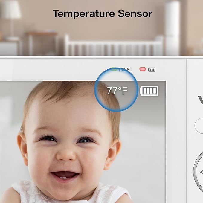 VTech 2-Cameras Video Baby Monitor with 7" Color LCD Screen, Rechargeable Battery, Video and Audio Streaming, Pan-Tilt-Zoom, Touch Multi-Color Night Light, Two-Way Talk: Advanced Max Twin (Tan)