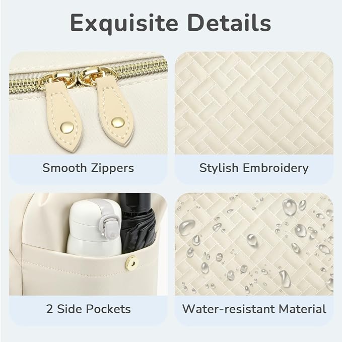 Diaper Bag Tote with Pacifier Case, Baby Bag for Women with Shoulder Straps, Travel Diaper Tote for for Mom and Dad Beige