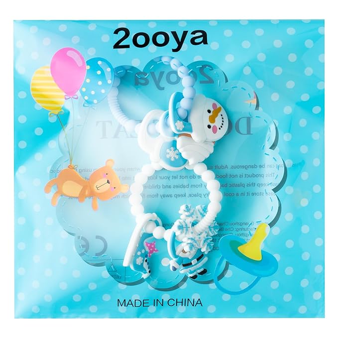 2Pcs Christmas Baby Silicone Teething Toys - Santa and Sleigh Ring, Soft Snowman Snowflake Teether for Toddlers - Chew Toy Gifts for Baby Boys and Girls