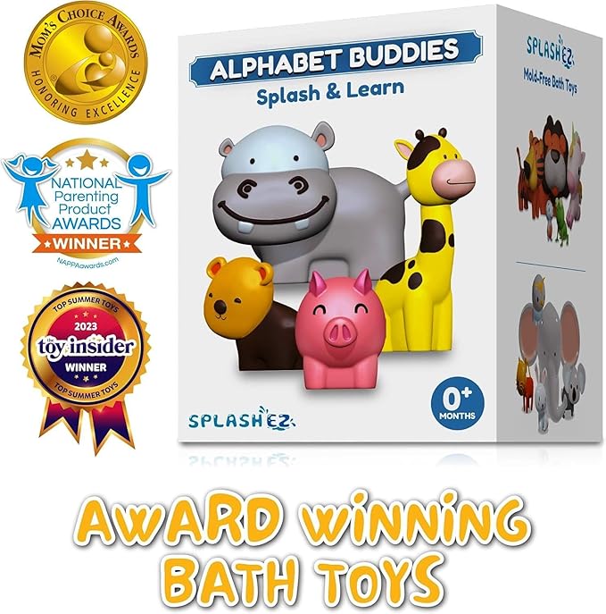 SplashEZ Mold Free Animals Bath Toys, No Hole Bath Toys for Toddlers, Bathtub 14 Animals Set for Kids, No Mold Floating Water Animals Set for Pool, BPA-Free Safe Fun, Infant Babies Ages 1 3 6 12 18 Mo