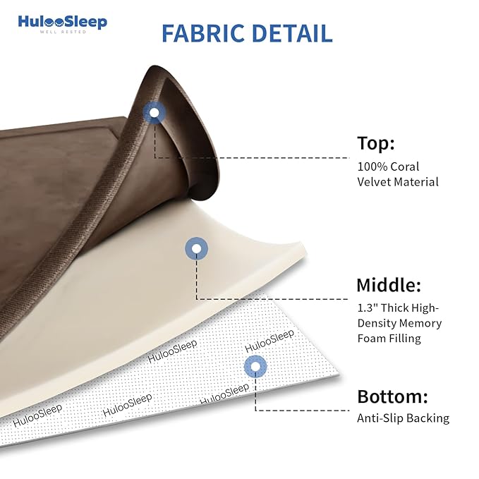 Huloo Sleep Baby Play Mat for Floor,1.3" Thick Elasti-Foam 50x50 Playpen Mat for Toddlers Infant Kids,Water-Repellent Soft Coral Velvet Tummy Time Mat,Non Slip Crawling Mat,Tatami Mat(Dark Brown)