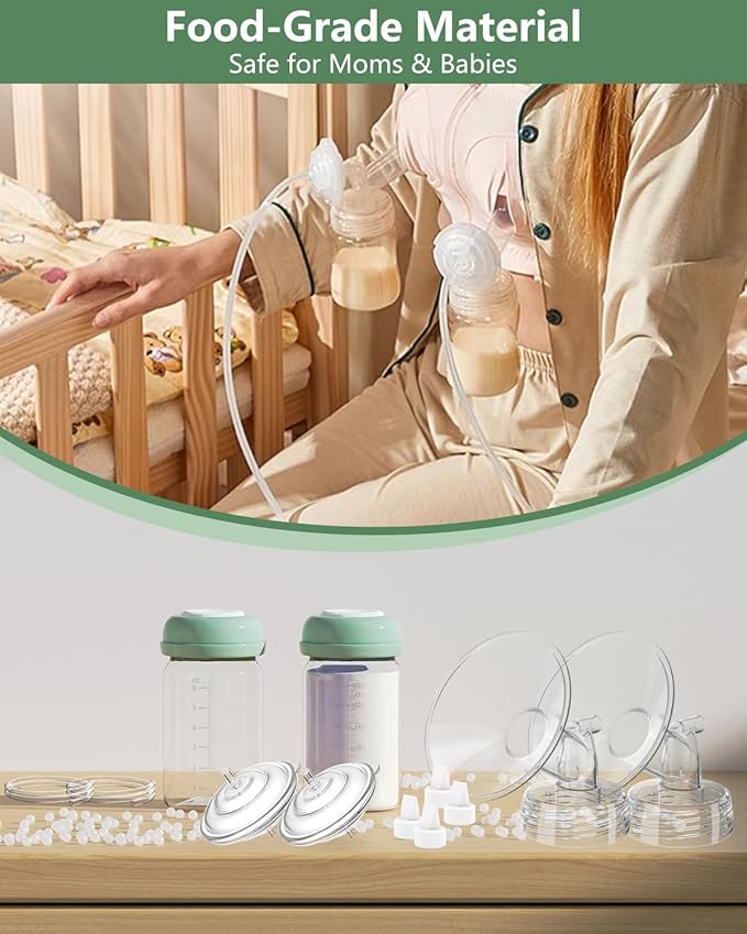 Breast Pump Parts Compatible with Spectra S1/S2/9 Plus/Synergy Gold, Full Set Replacement Parts for Spectra Include 22mm Flange, Duckbill Valve, Backflow Protector, Tubing, Bottle, Not Original Parts