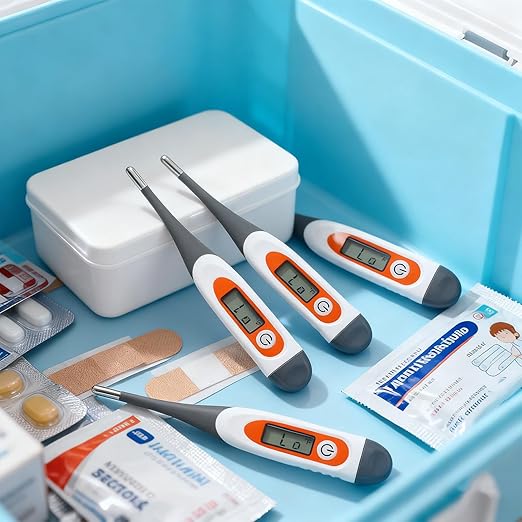 TrelaCo 10 Pcs Thermometer for Adults Digital Oral Thermometer for Fever Basal Body Fast Reading Flexible Tip for Underarm Rectal Mouth Temperature Measurement (Gray)