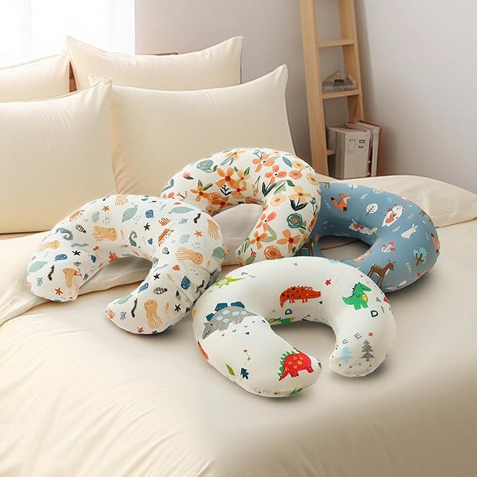 DUOSHIDA Nursing Pillow,Breastfeeding Pillows for Mom, Easy Clean Removable Cover, Breast Feeding Pillow with Breathable Filling, Tummy Time, Sitting Support (Dinosaur Printing)