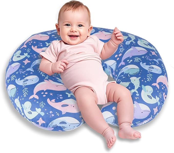 x-vesolje Nursing Pillow, Breastfeeding Pillow with Removable Cover, Ergonomic Breast Feeding Pillow, Baby Feeding Pillow for Mom Easier Breastfeeding- Original Size/Whale