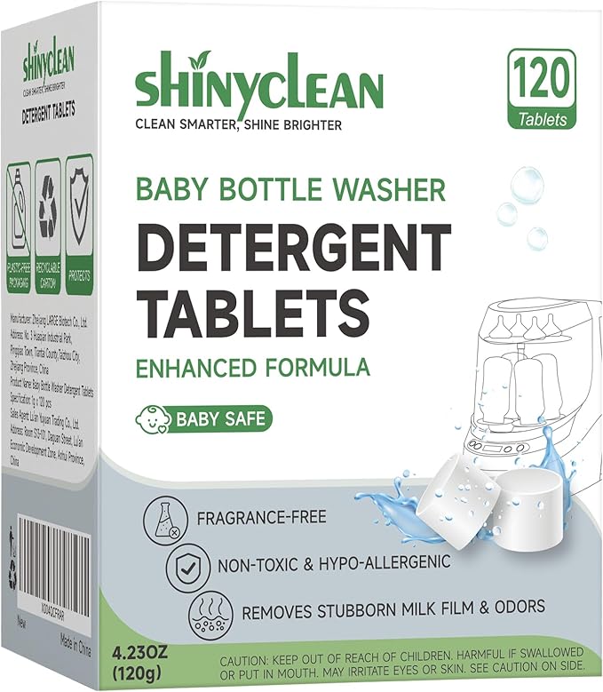 120PCS Baby Bottle Washer Tablets for Momcozy & Baby Brezza Pro, Natural Enzyme Detergent,Deep Cleaning, Chlorine & Fragrance Free, No Residue, Universal Fit All Bottle Washers Machines
