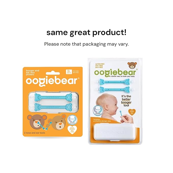 oogiebear: Baby Nose Cleaner & Ear Wax Removal Tool - Safe Booger & Earwax Removal for Newborns, Infants, Toddlers - Dual-Ended - Essential Baby Stuff, Diaper Bag Must-Have, 2 Pack Blue with CASE