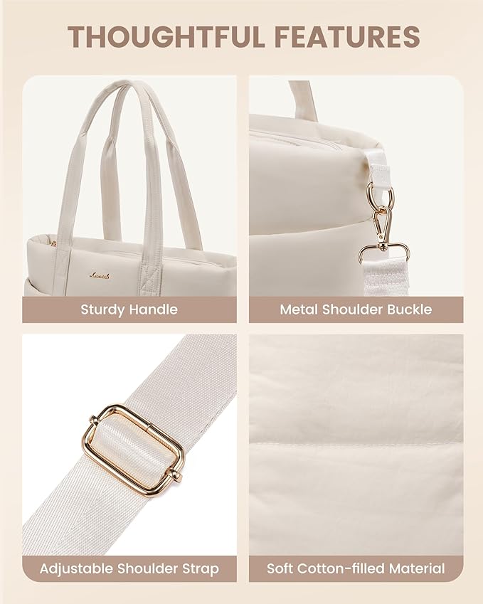 LOVEVOOK Diaper Bag Tote, 15.6inch Puffer Baby Diaper Bag Waterproof Travel Diaper Tote with Changing Pad Pacifier Case