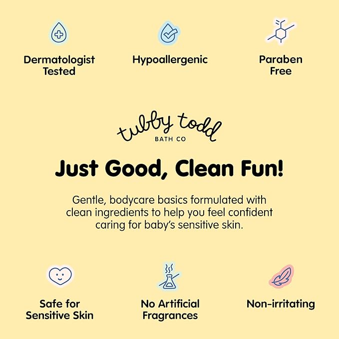 TUBBY TODD Hair Duo - Baby Shampoo and Conditioner Set - Gentle & Moisturizing Hair Care - Hypoallergenic, Non-Irritating - For Newborns, Toddlers & Kids - 25 Fl Oz & 24.3 Fl Oz - Lavender Rosemary