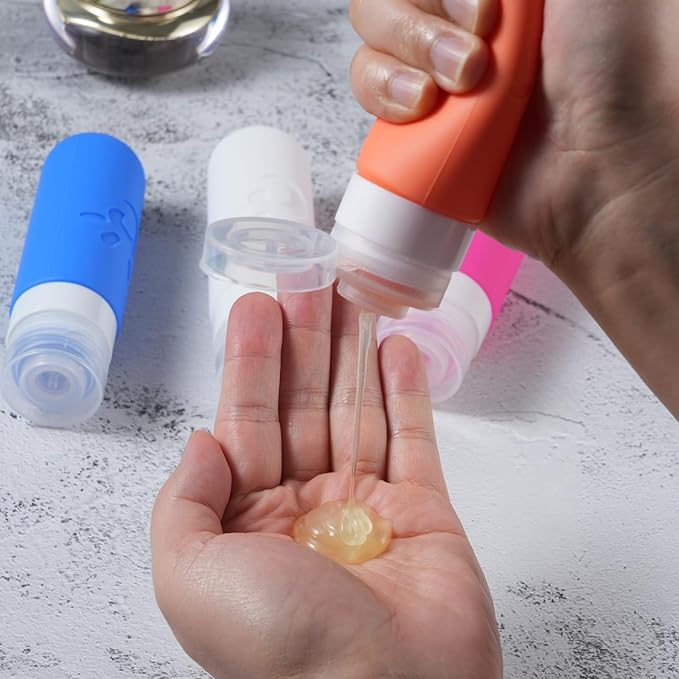 Zafit Travel Bottles for Toiletries, TSA Approved Travel Containers 3oz Leak Proof Travel Tubs Refillable Liquid Travel Accessories for Shampoo Conditioner Lotion Body Wash(Multicolored D)