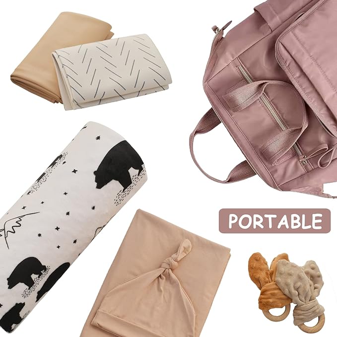 Owlowla Baby Diaper Changing Pad Portable Changing Mat Travel Changing Pad Liner for Baby and Small Toddler(Beige&Herringbone)