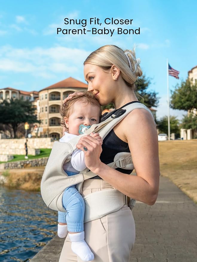 GROWNSY Baby Carrier, One-Click Release Clasp for Easy to Wear, Cozy Wraps Carrier Newborn to Toddler with Head Support(7-44lbs), Ergonomic & Lightweight for Infant to Toddler, Cream