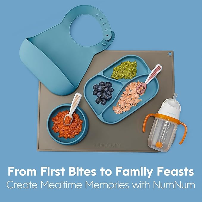 NumNum Baby Spoons Set, Baby Essentials Pre-Spoon GOOtensils for 6+ Months, First Stage Self-Feeding Spoons for Baby Led Weaning (BLW), Silicone Toddler Utensils, BPA-Free, 4 Pack Sweet Dreams
