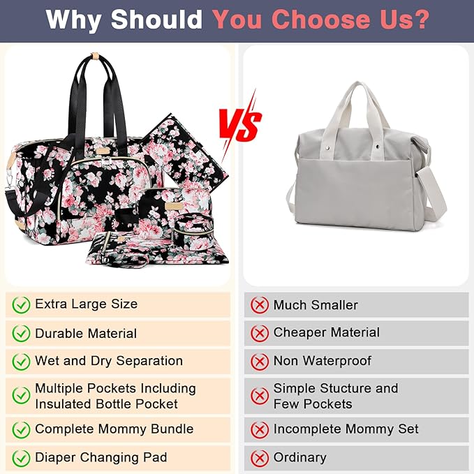 ITIEZY Diaper Bag Tote for Baby - Large Mommy Bag with Portable Changing Pad Pacifier Case, Hospital Bags Travel Baby Bag