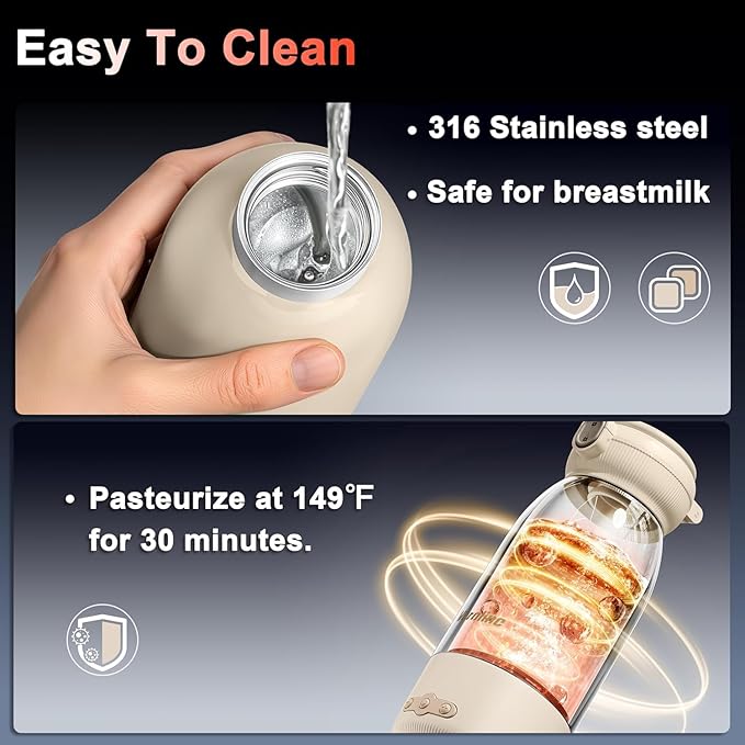 Portable Bottle Warmer, 17Oz Rechargeable & Fast Heating, Adjustable Temperature Control with Keep Warm, Cordless Water Warmer for Travel, Outdoor, Car