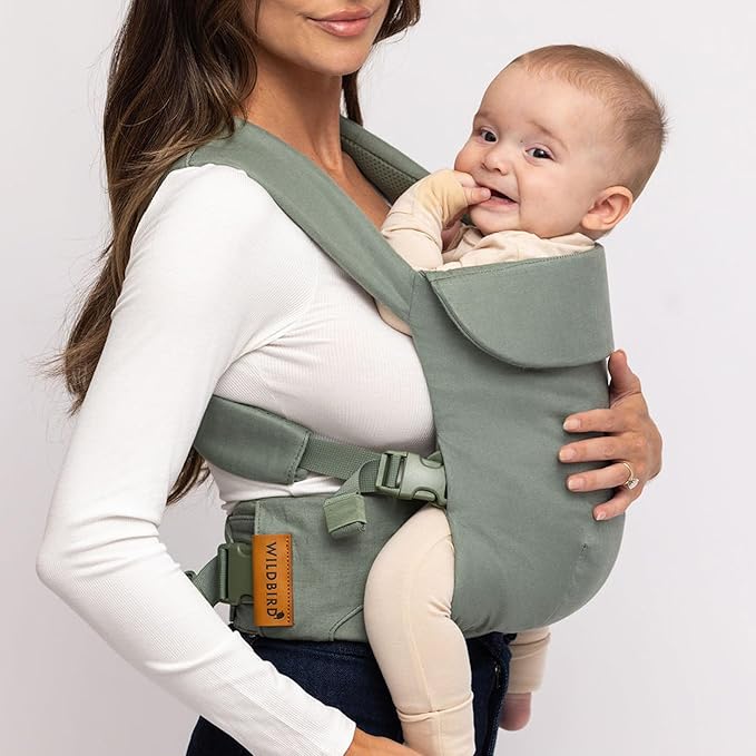 WildBird - Aerial Buckle Carrier - 2-24 Months - Standard (XS-XL) Acadian - Front or Back Carry - Cross Straps, Lumbar Support, Headrest - Hip Healthy - Baby Carrier - Baby Essentials - New Mom Gifts