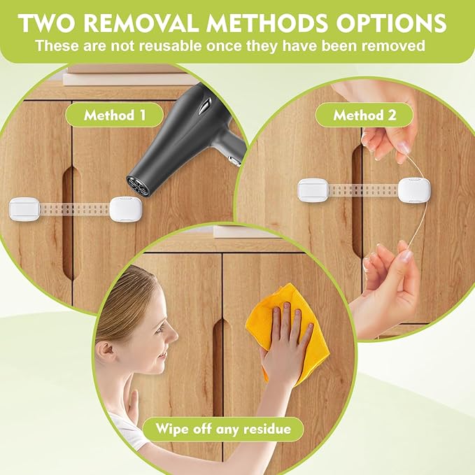 Cabinet Locks Baby Proofing (6 Pack), Adjustable Fridge Locks for Kids, 360° Rotation, Child Proof Baby Safety Locks for Kitchen Cupboards, Doors, Refrigerators, Cabinets, Drawers, Ovens, Toilet