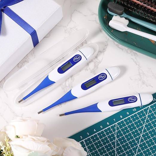 TrelaCo 64 Pcs Thermometer for Adults Digital Oral Thermometer for Fever Basal Body Fast Reading Flexible Tip for Underarm Rectal Mouth Temperature Measurement(Blue)