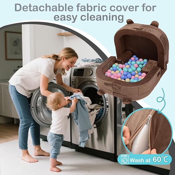 Toddler Travel Bed,Foldable&Portable Baby Cot for Kids with Removable Pillow,200GSM Dutch Fleece &28D High-Density Sponge,Bear-Shaped 2-in-1Design for Naps,Lounger,and Little Sofa at Home or Travel