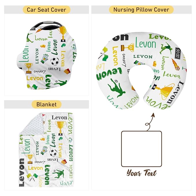 Rucekia Baby Nursing Pillow Cover - Personalized Name Sport Theme Breastfeeding U-Shaped for Bottle Feeding, Ultra Soft Comfortable Breastfeeding Pillow Cover for Infant Baby Boys and Girls