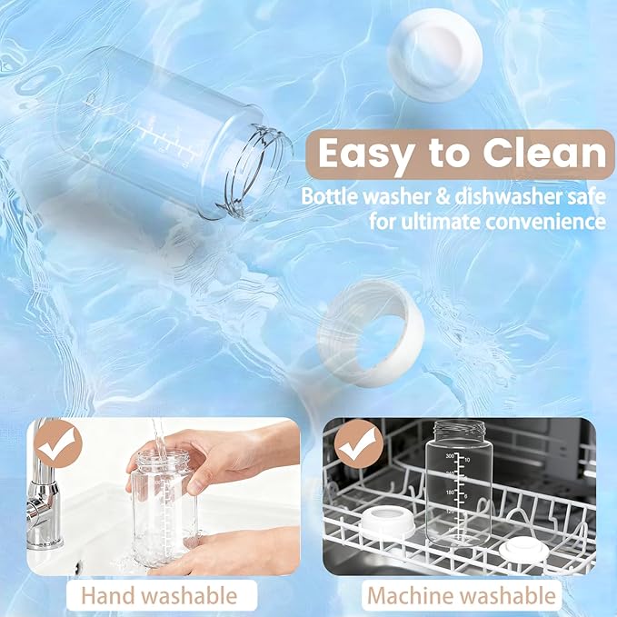 4 Pack 10oz Wide-mouth Breastmilk Storage Bottle for Momcozy 22oz Portable Breast Milk Cooler, Pumping Storage Containers Compatible with Spectra S1/S2/9 Plus/SG/Motif Luna (4PC/White Lids)