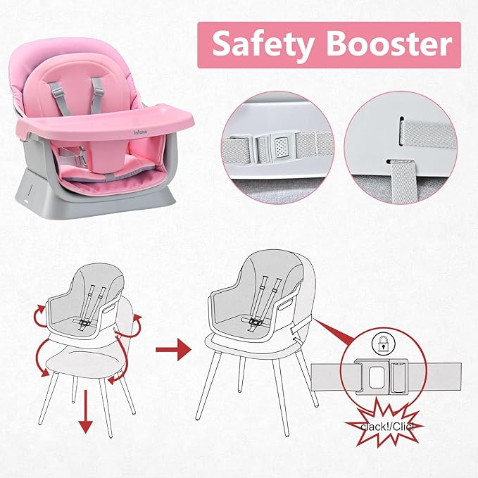 INFANS 8 in 1 Baby High Chair, Convertible Highchair for Babies and Toddlers, Infant Dining Booster Seat, Building Block Table, Kids Stool Table Chair Set with Removable Tray