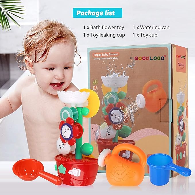 Girl Bath Toys for Kids 1-3 Bathtub Toys for Toddlers Water Tub Toys for Babies 1 2 3 Year Old Girls Boys Gifts with 1 Mini Sprinkler 2 Toys Cups Gifts Ideal with Color Box