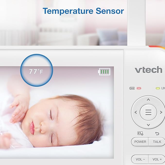 VTech 2 Cameras Video Baby Monitor with 5" LCD Screen,Up to 17Hrs Video & 31Hrs Audio, Night Vision, Pan-Tilt-Zoom, Lullabies, Soothing Sounds, Temperature Sensor,Split Screen, No WiFi: 924-2W