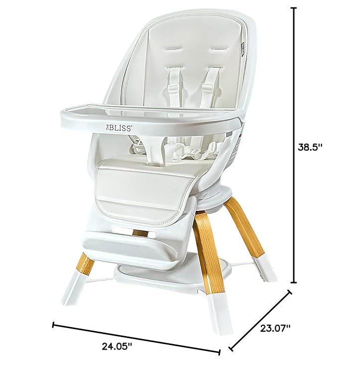 Turn-A-Tot High Chair for Babies and Toddlers, 2 in 1 Wooden Portable Baby Feeder or Adjustable Child's Seat with 360 Degree Swivel, Removable Tray, and Pad (Cream)