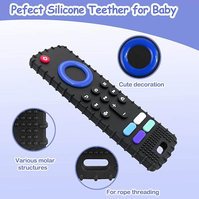 YAPROMO Baby Teething Toys,Reomte Teether Toys, Silicone Chew Toy for Babies 18+ Months, Remote Control Shape Teething Toys, Early Educational Toy BPA Free & Refrigerator Safe