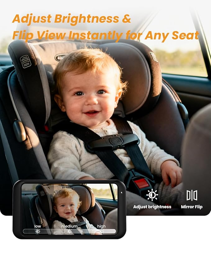 Babyvue BV2 USB Car Camera for Baby : 4.5" Car Seat Camera with 1080P Crystal Clear Mirror View, Easy Installation Carseat Rear Facing Moitor for Pet & Kids, HD IR Night Vision Backseat Monitor