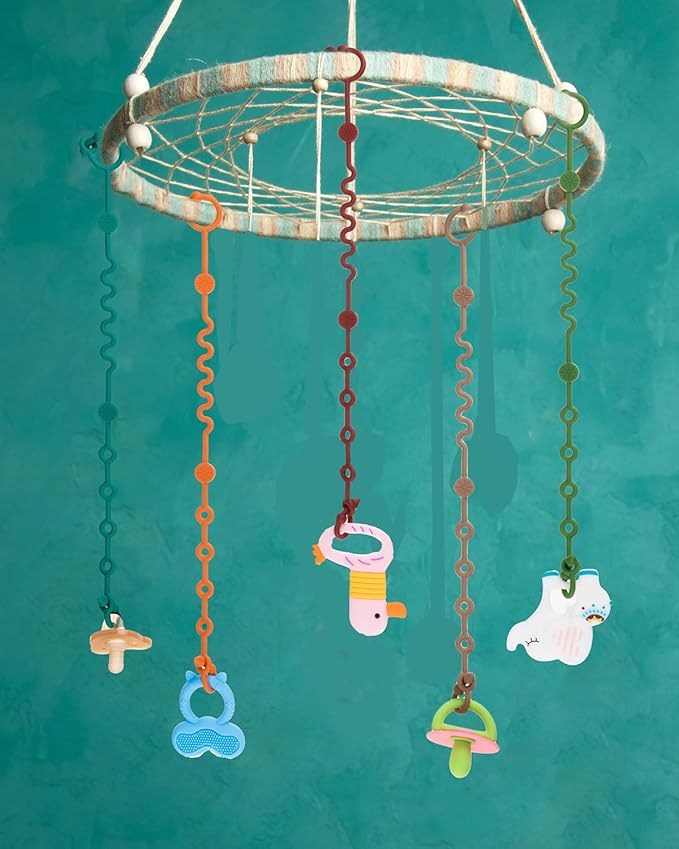 Toy Straps for Baby, 5pcs Adjustable Toy Holder for Stroller Accessories, Silicone Tether Pacifier Clip, No Throw Travel Essential Leash for High Chair, Car Seat (5-Pack)