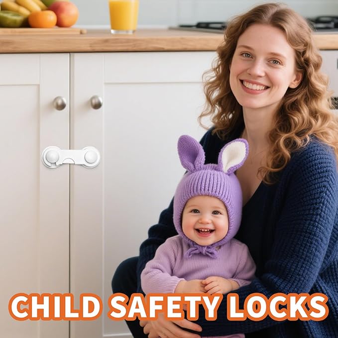 Cabinet Locks - Easy to Install no Tools Need or Drill - 4 Pack Child Safety Cabinet Proofing Baby Safety Cabinet Locks for Furniture Kitchen Ovens Toilet Seats