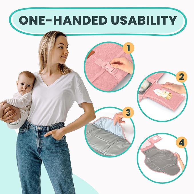 Portable Changing Pad for Baby – Soft, Comfortable Portable Diaper Changing Pad with Wipes Pockets, Waterproof and Easy to Clean – Baby Shower Gifts Newborn Essentials Must Haves Baby Registry Search