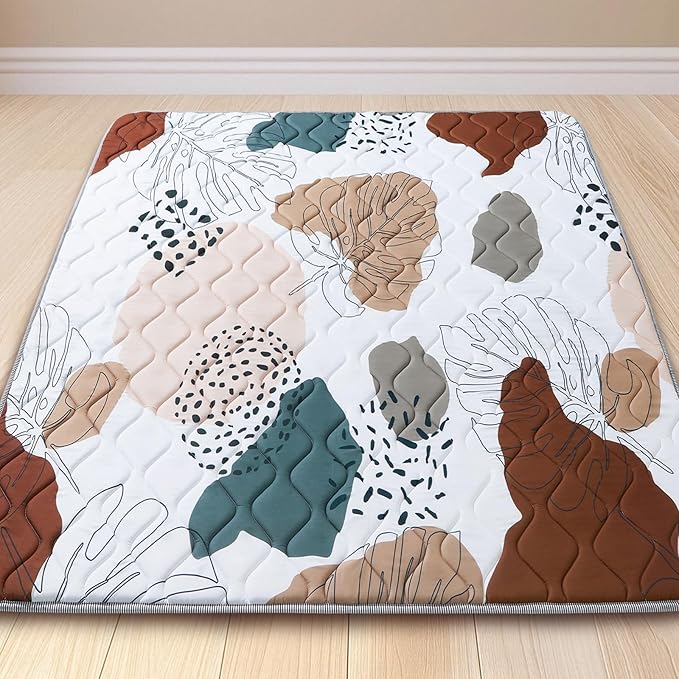 TreeBud Baby Play Mat - Thicken 71x59 Inch Soft Foam Crawling Mat for Playpen & Floor, Non-Slip Waterproof Activity Playmats for Infants & Toddlers, Portable Foldable & Machine Washable, Boho Design